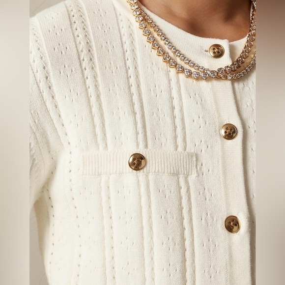 NWT J. Crew Crewcuts Girls' Pointelle-Knit Cardigan in Ivory, Size XS (4-5) - Picture 2 of 9